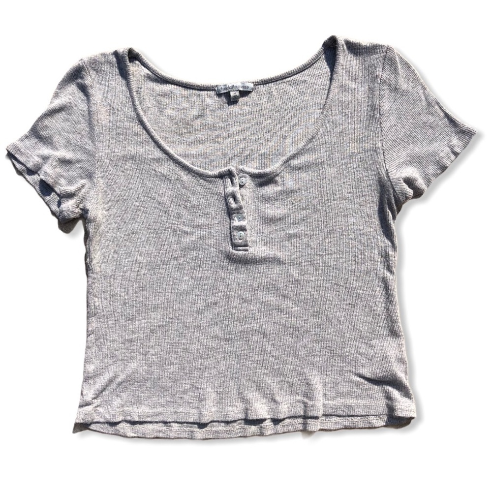 CHARLOTTE RUSSE Crop Top Ribbed Grey Women Size Medium